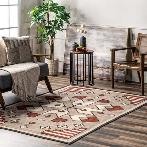 Washable Brown Aztec Area Rug for Home Decor