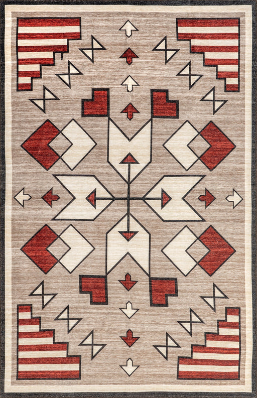 Washable Brown Aztec Area Rug for Home Decor