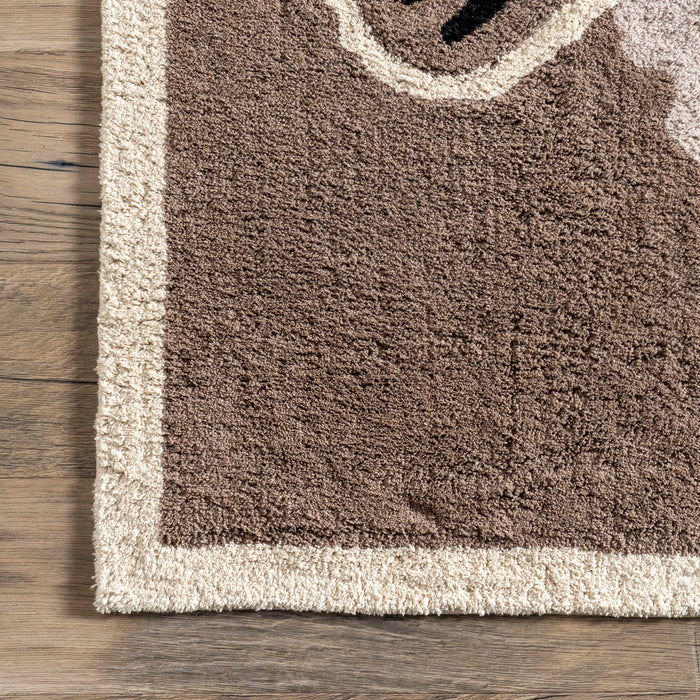 Washable Brown Bear Nursery Area Rug 100x150 cm