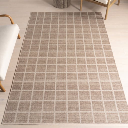 Washable Brown Checkered Area Rug 120x180 cm