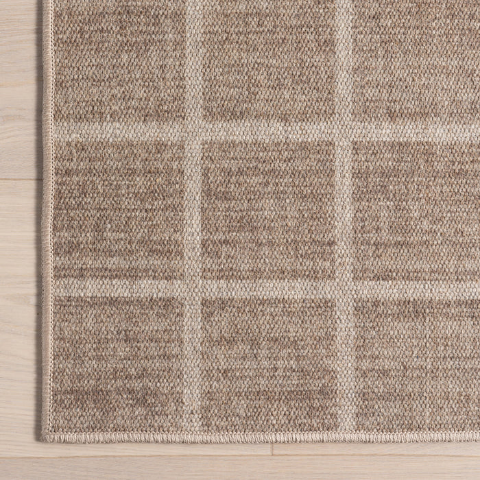 Washable Brown Checkered Area Rug 120x180 cm