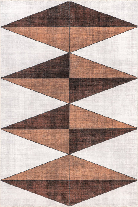 Washable Brown Diamond Area Rug 140x200 cm