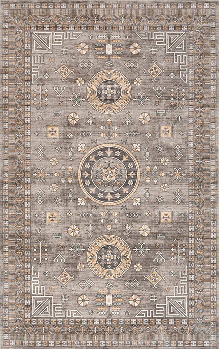 Washable Brown Disks Area Rug 120 cm x 180 cm