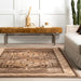 Washable Brown Medallion Area Rug for Home Décor