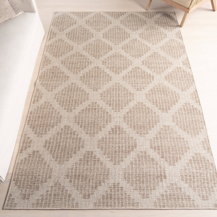 Washable Brown Trellis Area Rug 160x230 cm