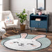 Washable Bunny Playroom Rug in Grey for Kids