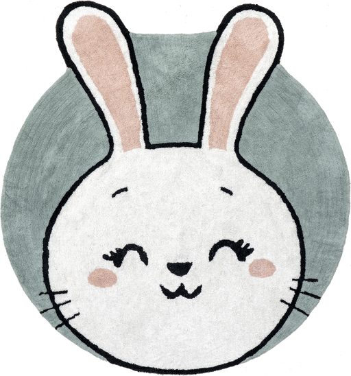 Washable Bunny Playroom Rug in Grey for Kids