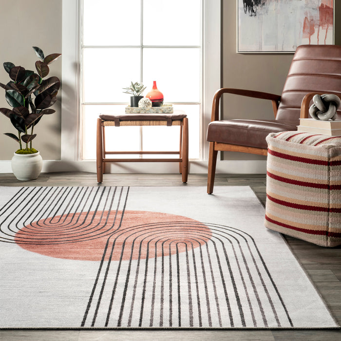 Washable Burnt Orange Desert Sunset Area Rug 150x240 cm