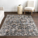 Washable Charcoal Medallion Area Rug 120x180 cm