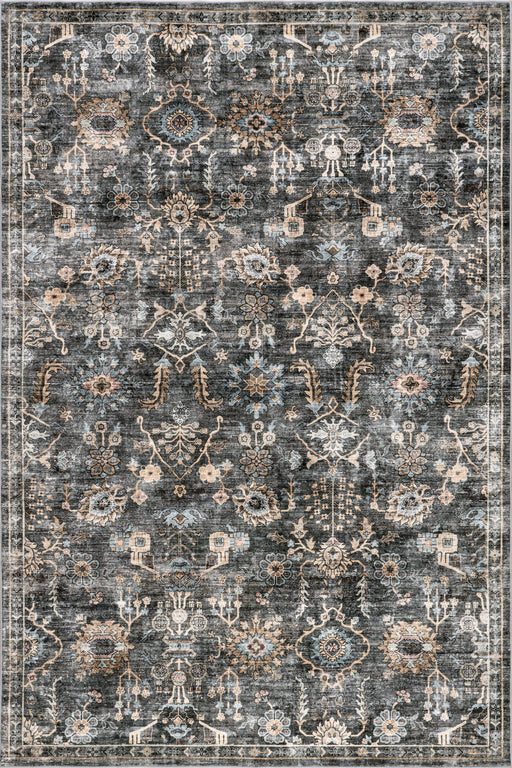 Washable Charcoal Medallion Area Rug 120x180 cm