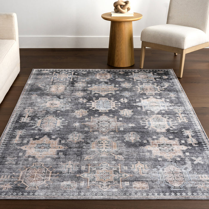 Washable Charcoal Rug for High-Traffic Areas