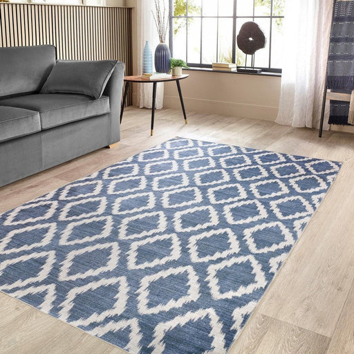 Washable Como Flatweave Blue Rug