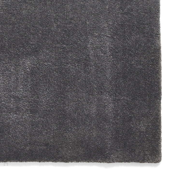 Washable Cove Sleek Low Pile Texture Soft Plain Polyproplene Shaggy Charcoal Rug