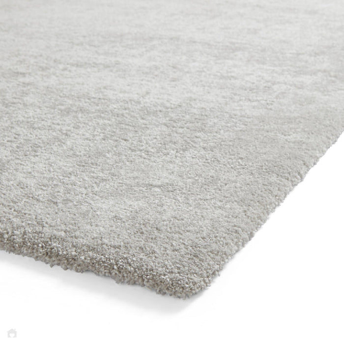 Washable Cove Sleek Low Pile Texture Soft Plain Polyproplene Shaggy Silver Rug