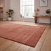 Washable Cove Sleek Low Pile Texture Soft Plain Polyproplene Shaggy Terracotta Rug