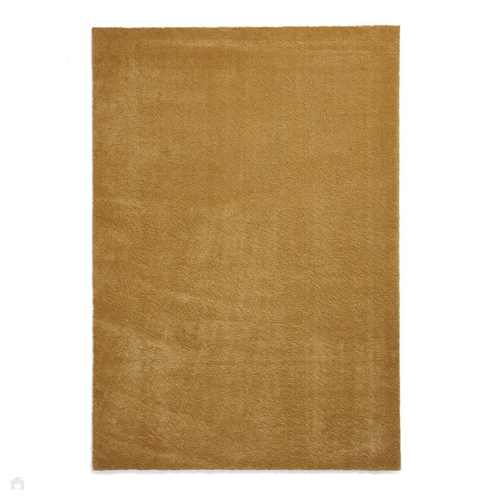 Washable Cove Sleek Low Pile Texture Soft Plain Polyproplene Shaggy Yellow Rug