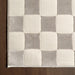 Washable Cream Geometric Rug Crafted From Recycled PET Yarn