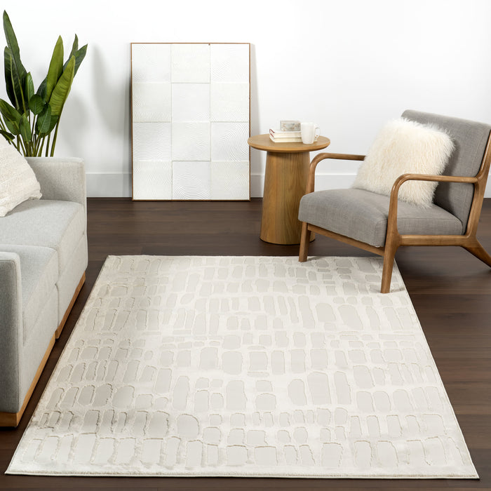 Washable Cream Textured Area Rug 150cm x 240cm