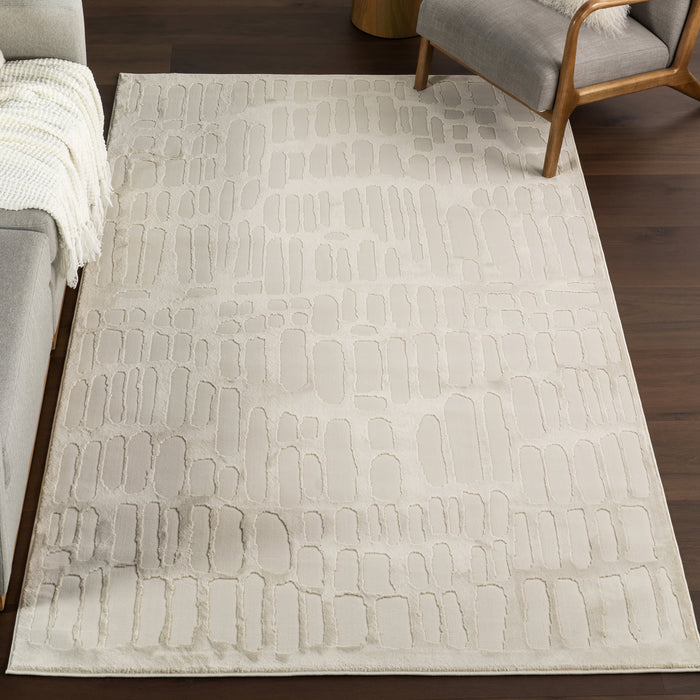 Washable Cream Textured Rug Made From Recycled Materials