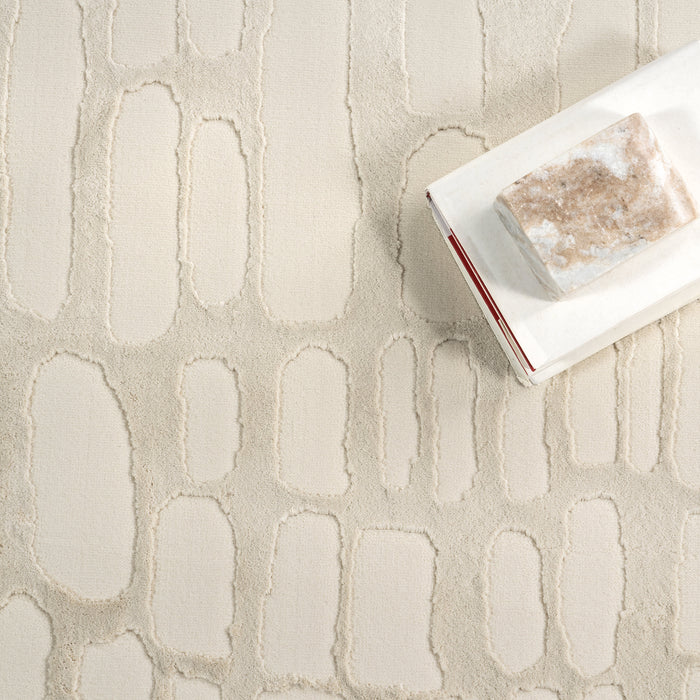 Washable Cream Textured Rug Made From Recycled Materials