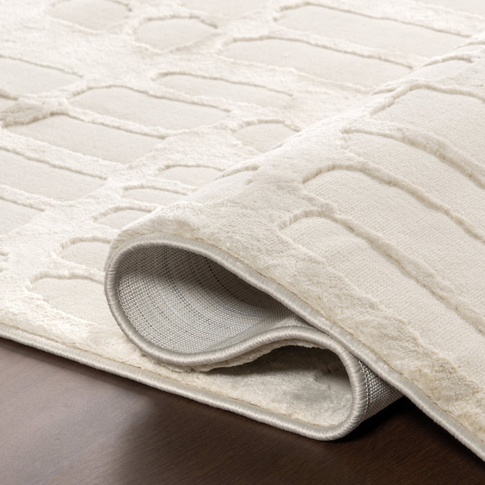 Washable Cream Textured Rug Made From Recycled Materials