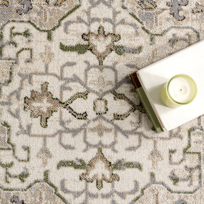 Washable Cream Vines Area Rug for Home Décor