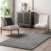 Washable Dark Grey Checkered Plush Cloud Area Rug