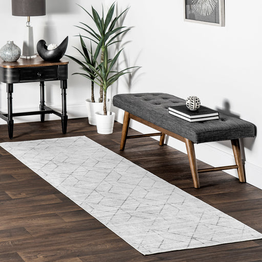 Washable Diamond Area Rug 160x230 cm Light Grey