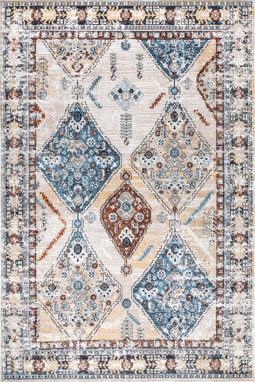 Washable Diamond Area Rug in Blue Multicolor 120x180 cm