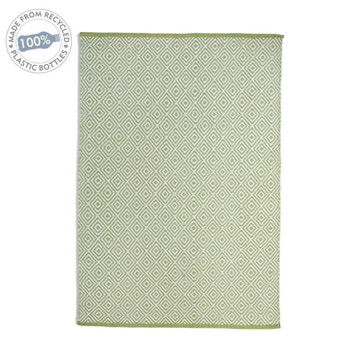 Washable Diamond Green Flatweave In-Outdoor Rug