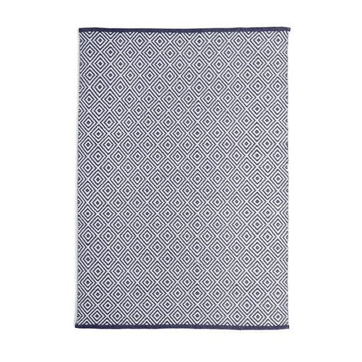 Washable Diamond Navy Flatweave In-Outdoor Rug