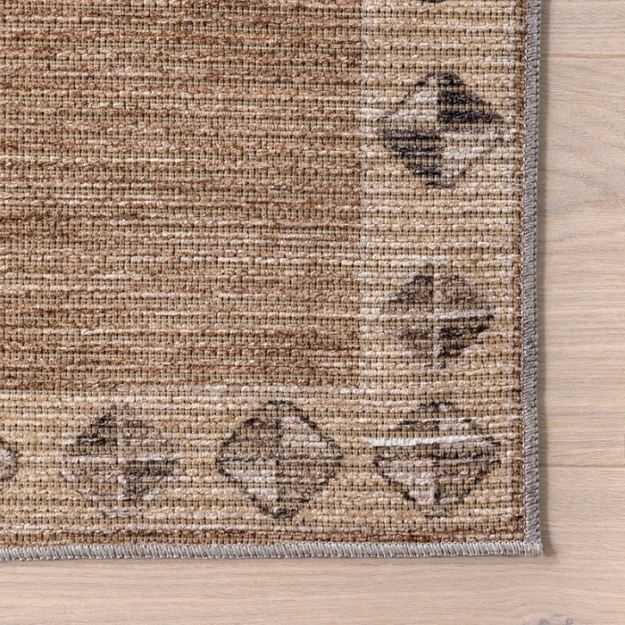 Washable Diamond Pattern Rug in Light Brown 160x230 cm