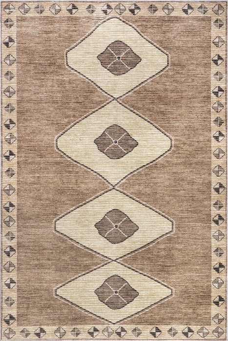 Washable Diamond Pattern Rug in Light Brown 160x230 cm