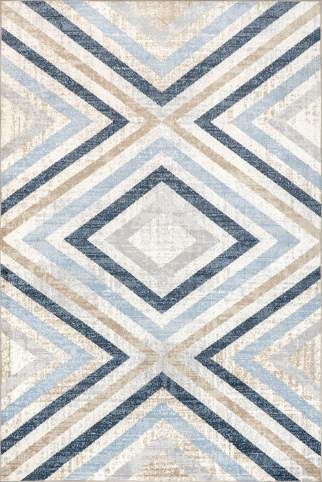 Washable Distressed Blue Area Rug for Home Decor