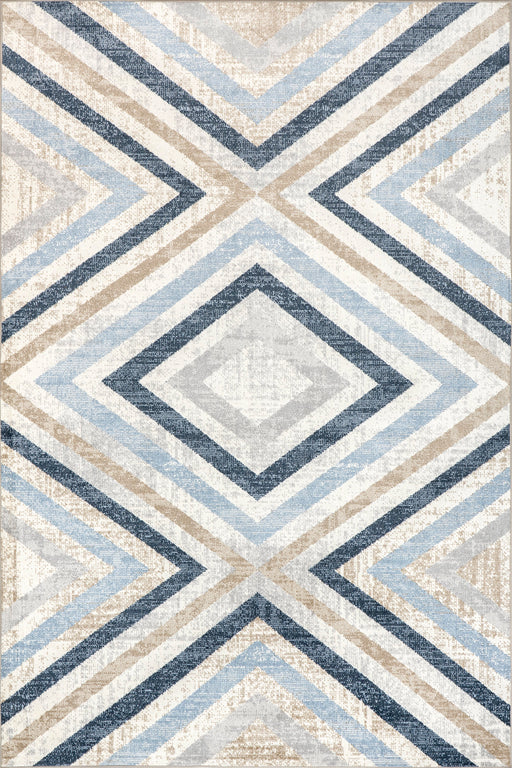 Washable Distressed Blue Area Rug for Home Decor