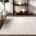 Washable Faux Rabbit Rug in Off White Chevron Design