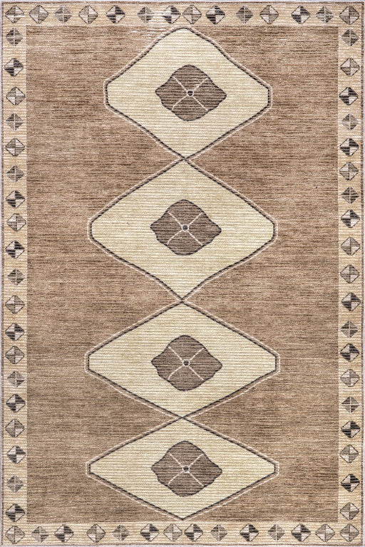 Washable Fennel Diamond Area Rug Light Brown 152 cm x 213 cm