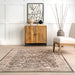 Washable Floral Area Rug 80cm Dark Brown