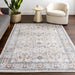 Washable Floral Medallion Rug in Rust for Living Room