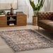 Washable Floral Rug for High-Traffic Areas in Brown