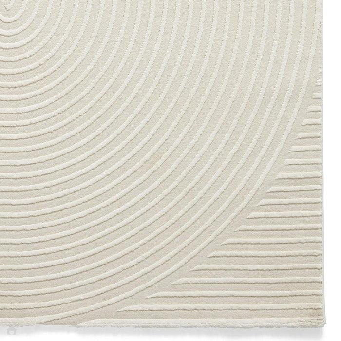 Washable Flores 1924 Modern Super-Soft Spiral Textured Eco-Friendly Recycled Polyester Pile Cream/Ivory Rug