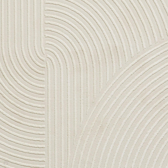 Washable Flores 1924 Modern Super-Soft Spiral Textured Eco-Friendly Recycled Polyester Pile Cream/Ivory Rug