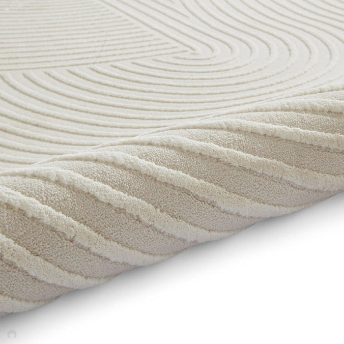 Washable Flores 1924 Modern Super-Soft Spiral Textured Eco-Friendly Recycled Polyester Pile Cream/Ivory Rug