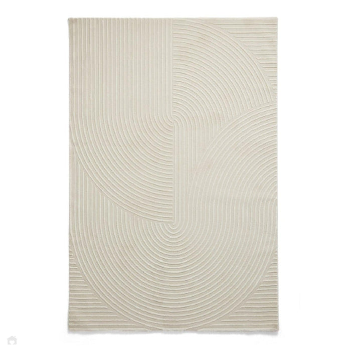 Washable Flores 1924 Modern Super-Soft Spiral Textured Eco-Friendly Recycled Polyester Pile Cream/Ivory Rug