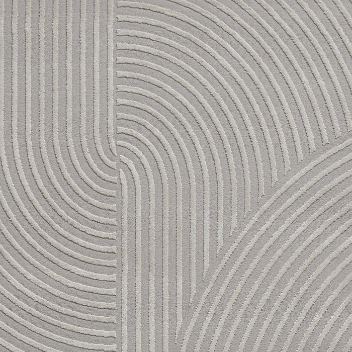 Washable Flores 1924 Modern Super-Soft Spiral Textured Polyester Pile Grey/Light Grey Rug