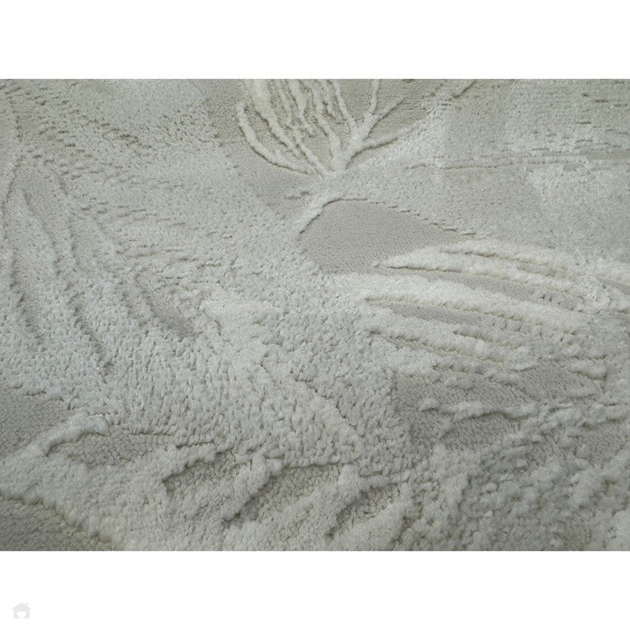 Washable Flores 1925 Modern Super-Soft Floral Leaves Verdant Textured Eco-Friendly Recycled Polyester Pile Cream/Ivory Rug