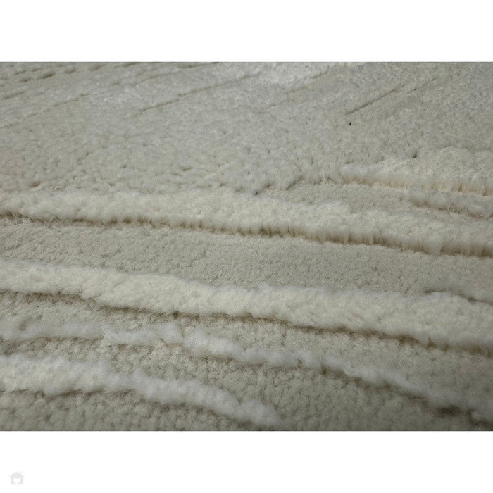 Washable Flores 1925 Modern Super-Soft Floral Leaves Verdant Textured Eco-Friendly Recycled Polyester Pile Cream/Ivory Rug