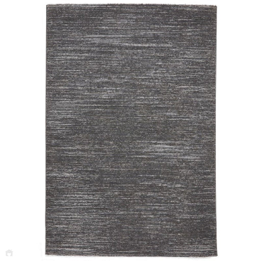 Washable Flores 1930 Modern Super-Soft Plain Subtle Lines Textured Eco-Friendly Recycled Polyester Pile Charcoal/Cream Rug