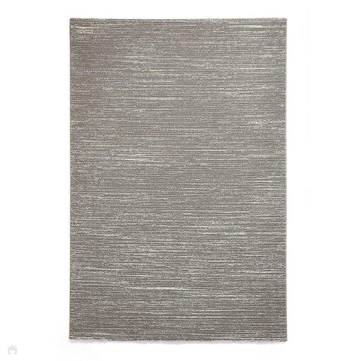 Washable Flores 1930 Modern Super Soft Plain Subtle Lines Textured Eco-Friendly Recycled Polyester Pile Grey/Cream Rug