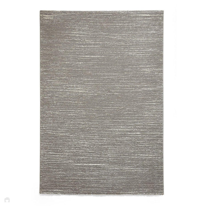 Washable Flores 1930 Modern Super Soft Plain Subtle Lines Textured Eco-Friendly Recycled Polyester Pile Grey/Cream Rug